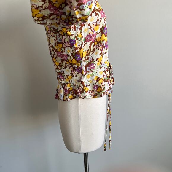 Sanctuary Drawn to You Blouse V-neck Long Sleeve Floral Cinch Small NWT - Picture 3 of 8